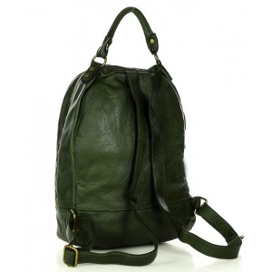 K29v Grand sac à dos cuir pour femme homme en vert. Sac à dos urbain unisex